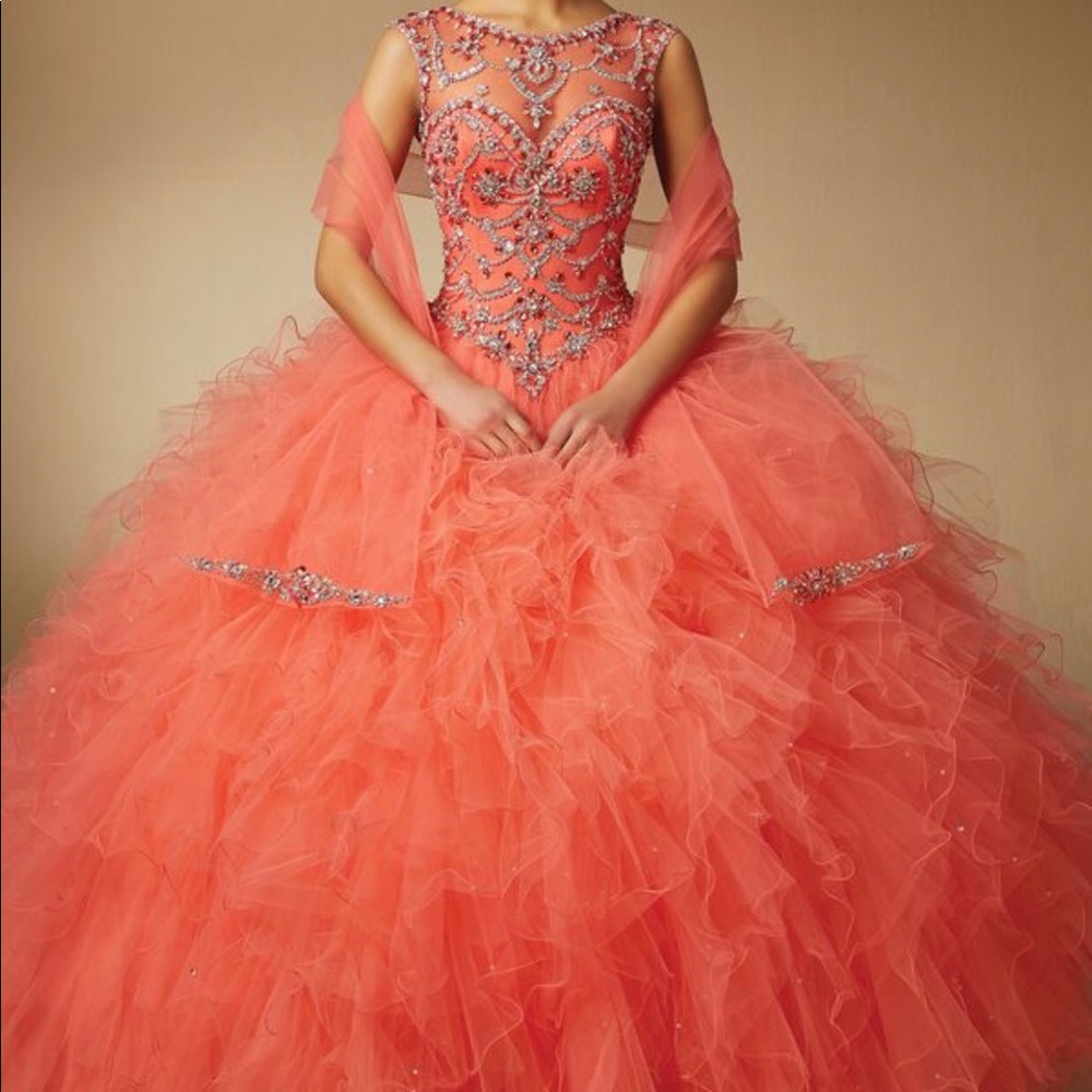 Coral Quinceañera Dress